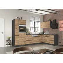 kochstation Winkelküche KS-Riesa L-Form 330 cm braun