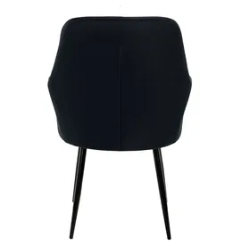 ECD Germany 2er Set Schwarz | Samtbezug, Armlehnen, Metallbeine, ergonomische Esszimmer- & Küchenstühle