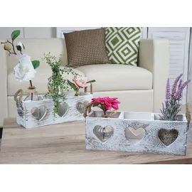 Mendler Dekokiste HWC-C26 10 x 10 x 30 cm 2-tlg. weiß