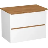 Garlivo Waschbeckenunterschrank GLB-80 Weiss mit Schubladen, Badezimmer Waschtischunterschrank, Eiche- Breite 80 cm, Soft-Close, Push-to-Open/Tip-On, Hängend