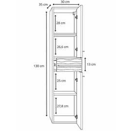 Badplaats Etna Badezimmerschrank 30 x 130 x 35 cm Weiß
