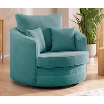 s-style möbel Drehsessel Ted Cord 107 x 94 x 100 cm Türkis drehbar mit Kissen