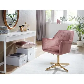 FineBuy Drehstuhl Samt Rosa