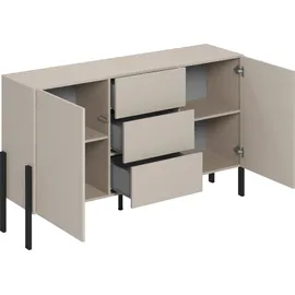 INOSIGN Sideboard INOSIGN "Jukon, Breite 150 bzw.180 cm, moderne grifflose Kommode", beige (kaschmir), B:150cm H:90cm T:40cm, Sideboards, Sideboard, Schubladenschrank 2 Türen/3 Schubkästen, push-to-open-Funktion, Topseller