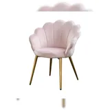 KAWOLA Stuhl CARLA Esszimmerstuhl Velvet rosa Fuß gold