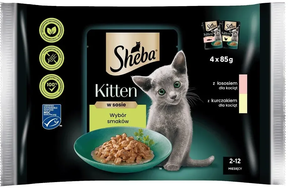 SHEBA Kitten 4x85g Nassfutter mit Lachs und Huhn für Kätzchen