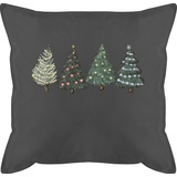 Shirtracer Kissen 50x50 - Weihnachtskissen Christmas Geschenke - Weihnachtsbäume - 50 x 50 cm - Grau - weihnachtlich mit füllung weihnachtliches Weihnachts Sachen zu Weihnachten