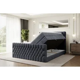 altdecor Boxspringbett SERENE-Z KING - 160 x 200 - H3/H4 - Dunkelgrau