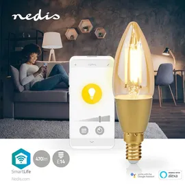 Nedis Nedis, Wi-Fi LED Glühbirne 5W 470lm E14 SmartLife Kerzenform, Weiß