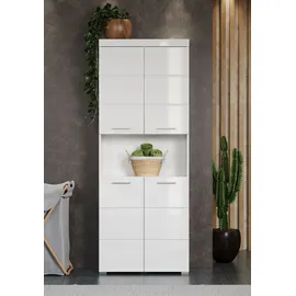 trendteam Amanda Hochschrank 73 x 190 x 31 cm Weiß Hochglanz MDF