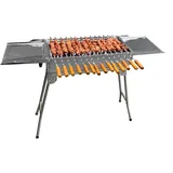 walexo Familien Grill Mangal mit klappbaren Füßen Schaschlik und BBQ Kohlegrill Säulengrill Standgrill (inkl. 14 Spieße aus Edelstahl mit Holzgriff)