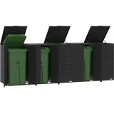 vidaXL Mülltonnenbox für 5 Tonnen Schwarz 345x79x117 cm Stahl