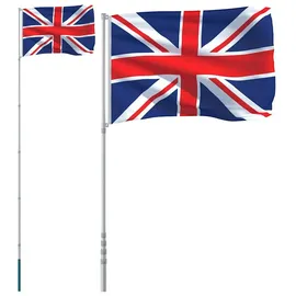 vidaXL Flagge Großbritanniens mit Mast 5,55 m Aluminium