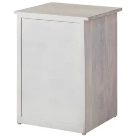 MASSIVMOEBEL24.DE Nachttisch (Türanschlag links) Mango 45x40x60 weiß geölt KASHMIR #104