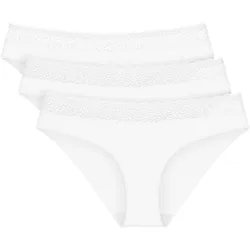 Slip TRIUMPH "Feel of Modal Tai 3P", Damen, Gr. S, weiß, Single Jersey, Spitze, Obermaterial: 87% Modal, 13% Elasthan, Unterhosen, sehr weich