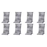 Madison Hochlehnerauflage 8 er Set C 067 Gartenstuhl Auflagen Kissen Polster für Hochlehner, (Spar-Set, 8 St., 8 Auflagen), für Hochlehner-Stühle UV-beständig inkl. Bindebänder und Halteband grau