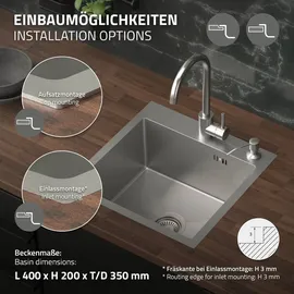 ML-Design Spülbecken 45 x 45 cm Silber