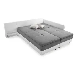 luma-home Ecksofa-Dauerschläfer, Weiß, Hellgrau, & Couches, Wohnlandschaften, Ecksofas