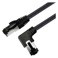 Maxtrack TI52-5L RJ45 Netzwerkkabel, Patchkabel CAT 8.1 S/FTP 5m Schwarz 90° nach links gewinkelt,