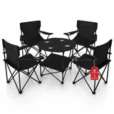 BigDean Camping Set 4x Campingstühle + 1x Campingtisch Schwarz