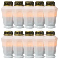 MARELIDA 10er Set LED Grablicht Grabkerze flackernd Timer H: 15,5cm in weiß | Gr.: onesize