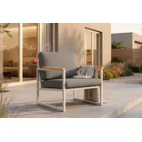 konsimo® Lounge-Sessel TRIBO Polyester/Schaumstoff 70 x 65 x 60 cm Grau/Weiß mit Kissen