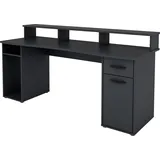 byLIVING Fantastic Gaming-Schreibtisch mit robuster Melamin Oberfläche in anthrazit, mit Aufsatz für viel Stauraum, Holzwerkstoff Spanplatte, grau, B 180, H 93, T 65 cm