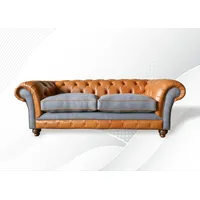 Chesterfield 3 Sitzer Braun Modern Design Couchen Leder Sofa Ledersofa Möbel Neu