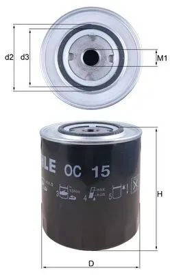 MAHLE Ölfilter oc15 Anschraubfilter 139mm Gewindemaß3/4-16UNF-2B für Fiat Iveco Ford GMC Volvo GM LAMBORGHINI DAIHATSU GARDNER