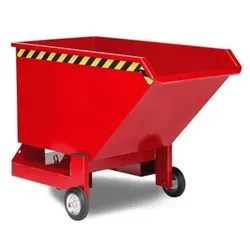 Kippwagen aus Stahl, 400 Liter Volumen, rot