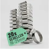 greate Schlauchschellen Edelstahl 16-25mm - 20er Pack