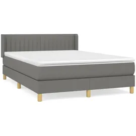 vidaXL Boxspringbett 140 x 200 cm Dunkelgrau