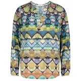 Cartoon Casual-Bluse mit Muster in Green/Blue | Gr.: 40 EU