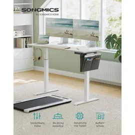 Songmics elektrisch höhenverstellbarer Schreibtisch weiß rechteckig, C-Fuß-Gestell weiß 140,0 x 60,0 cm