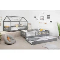 TICAA Hausbett Duo 100 x 200 cm Kiefer massiv weiß