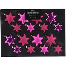 Mojawo 16tlg Weihnachtskugel Set Sterne Pink
