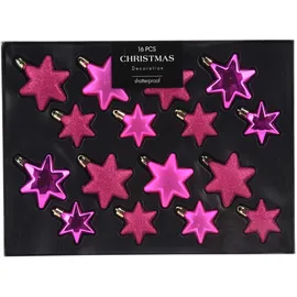 Mojawo 16tlg Weihnachtskugel Set Sterne Pink