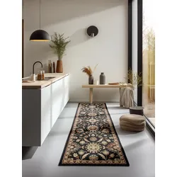 Läufer NOURISTAN "Farsi", schwarz, B:80cm H:8mm L:240cm, Polypropylen, Teppiche, Orient Optik, strapazierfähig, pflegeleicht, robust