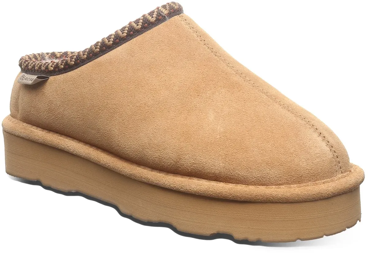 Clog BEARPAW "MARTIS", Damen, Gr. 39, braun (hellbraun), Veloursleder, casual, Schuhe, Mules, Hausschuh, Slides mit Plateausohle