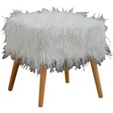 KAWOLA Hocker Fell FYNN Flokati Fellhocker weiß