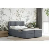 panda möbel Boxspringbett 140x200 Everest mit Topper, mit Bettkästen, Doppelbett , Panda Möbel - Grau