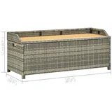 vidaXL Gartenbank mit Stauraum 120 cm Poly Rattan Grau