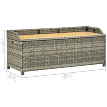 vidaXL Gartenbank mit Stauraum 120 cm Poly Rattan Grau