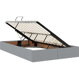 vidaXL Bett mit Stauraum und LED Hellgrau 120 x 190 cm Polyester