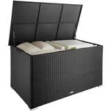 Tectake tectake® Auflagenbox, mit Aluminiumgestell und Rattangeflecht, komfortable Hubautomatik, 145 x 82,5 x 79,5 cm