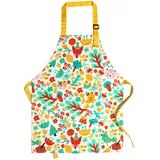 Kinderschürzen, reine Baumwolle, Kinderschürzen mit verstellbarem Nackenband und Tasche, Kochschürzen für Jungen und Mädchen, zum Kochen, Backen, Malen, Weiß (1), S