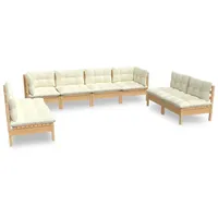 vidaXL Garten-Lounge-Set 8-tlg. creme Massivholz Kiefer