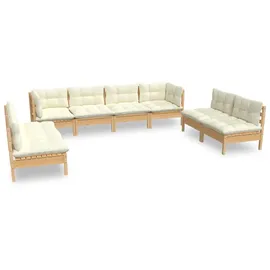 vidaXL Garten-Lounge-Set 8-tlg. creme Massivholz Kiefer