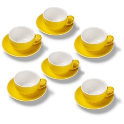 Terra Home Tasse Terra Home 6er Milchkaffeetassen-Set, Gelb glossy, Porzellan gelb