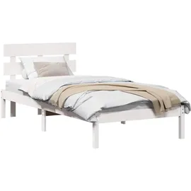 vidaXL Bettgestell mit Kopfteil Weiß 75 x 190 cm Massivholz Kiefer